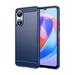 Custodia per telefono in TPU in fibra di carbonio con texture spazzolata per Honor X7b (blu)