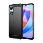 Custodia per telefono in TPU in fibra di carbonio con texture spazzolata per Honor X7b (nera)