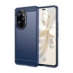 Custodia per telefono TPU in fibra di carbonio con texture spazzolata per Honor 100 Pro (blu)