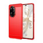 Custodia per telefono in TPU in fibra di carbonio con texture spazzolata per Honor 100 Pro (rossa)