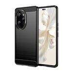 Custodia per telefono TPU in fibra di carbonio con texture spazzolata per Honor 100 Pro (nera)
