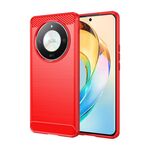 Custodia per telefono in TPU in fibra di carbonio con texture spazzolata per Honor Magic6 Lite 5G (rossa)
