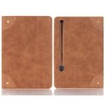 Custodia per tablet in pelle a libro retrò per Samsung Galaxy Tab S9 FE (marrone chiaro)