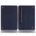 Custodia per tablet in pelle a libro retrò per Samsung Galaxy Tab S9 FE (blu scuro)