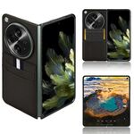 Per OPPO Find N3 Litchi Texture Slot per schede Cover posteriore Custodia per telefono (Nero)