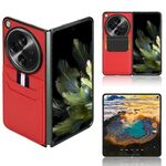 Per OPPO Find N3 Litchi Texture Slot per schede Cover posteriore Custodia per telefono (Rosso)