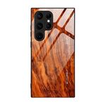 Per Samsung Galaxy S24 Ultra 5G Custodia per cellulare in vetro con venature del legno (marrone chiaro)