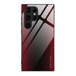 Per Samsung Galaxy S24 Ultra 5G Custodia per telefono in vetro TPU con trama sfumata (rossa)