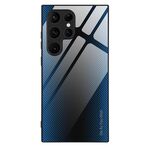 Per Samsung Galaxy S24 Ultra 5G Custodia per telefono in vetro TPU con texture sfumata (blu)