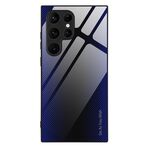 Per Samsung Galaxy S24 Ultra 5G Custodia per telefono in vetro TPU con trama sfumata (blu scuro)