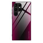 Per Samsung Galaxy S24 Ultra 5G Custodia per telefono in vetro TPU con trama sfumata (rosa rosso)