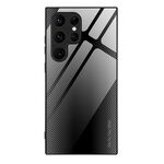 Per Samsung Galaxy S24 Ultra 5G Custodia per cellulare in vetro TPU con trama sfumata (nera)