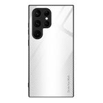 Per Samsung Galaxy S24 Ultra 5G Custodia per telefono in vetro TPU con texture sfumata (bianca)