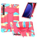 Custodia per tablet PC ibrida in silicone robot per Samsung Galaxy Tab S9 FE / S9 T (mimetica rosa rossa)