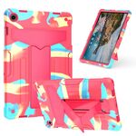 Per Samsung Galaxy Tab A9+ T Holder Robot Custodia ibrida in silicone per PC Tablet (Camouflage Rose Red)