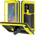 Custodia per telefono con supporto impermeabile per fotocamera scorrevole R-JUST per Samsung Galaxy S24 Ultra 5G (giallo)