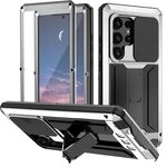Custodia per telefono con supporto impermeabile per fotocamera scorrevole R-JUST per Samsung Galaxy S24 Ultra 5G (argento)