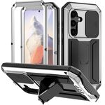 Per Samsung Galaxy S24 5G R-JUST Custodia impermeabile per fotocamera scorrevole con supporto per fotocamera (Argento)