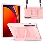 Custodia per tablet PC ibrida in silicone con robot per Samsung Galaxy Tab S9 FE+ / S9+ (oro rosa)