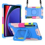 Custodia per tablet PC ibrida in silicone con robot per Samsung Galaxy Tab S9 FE / S9 (blu mimetico)
