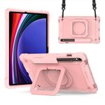 Custodia per tablet PC ibrida in silicone con robot per Samsung Galaxy Tab S9 FE / S9 (oro rosa)