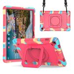 Per Samsung Galaxy Tab A9+ Maniglia Robot Custodia ibrida in silicone per PC Tablet (Camouflage Rose Red)