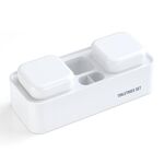 Portaspazzolino da hotel con portadentifricio da parete a doppia tazza (bianco puro)