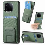Per vivo iQOO 12 Pro Custodia per telefono in fibra di carbonio con supporto pieghevole (verde)