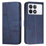 Custodia per cellulare in pelle con fibbia in vitello con cuciture Xiaomi Redmi K70E (blu)