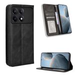 Custodia per telefono in pelle con texture retrò con fibbia magnetica per Xiaomi Redmi K70 / K70 Pro (nera)