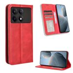 Custodia per telefono in pelle con texture retrò con fibbia magnetica per Xiaomi Redmi K70 / K70 Pro (rosso)