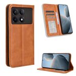 Custodia per telefono in pelle con texture retrò con fibbia magnetica per Xiaomi Redmi K70 / K70 Pro (marrone)