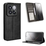 Per Xiaomi 14 Pro Custodia per telefono in pelle con fibbia magnetica con texture retrò (nera)
