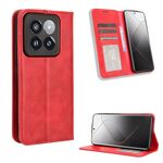 Custodia per telefono in pelle con texture retrò con fibbia magnetica per Xiaomi 14 Pro (rossa)