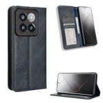 Custodia per telefono in pelle con texture retrò con fibbia magnetica per Xiaomi 14 Pro (blu)