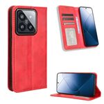 Custodia per telefono in pelle con texture retrò con fibbia magnetica per Xiaomi 14 (rossa)