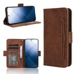 Per Xiaomi 14 Custodia per telefono in pelle con texture di vitello con slot per schede (marrone)