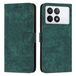 Custodia per telefono in pelle con motivo a strisce per Xiaomi Redmi K70 / K70 Pro con cordino lungo (verde)