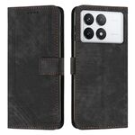 Per Xiaomi Redmi K70 / K70 Pro Custodia per telefono in pelle con motivo a strisce Skin Feel con cordino lungo (Nero)