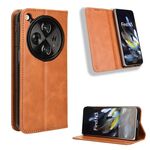 Custodia per telefono in pelle con texture retrò con fibbia magnetica aperta per OPPO Find N3 / OnePlus (marrone)