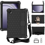 Per Samsung Galaxy Tab A9+ 11 X216B Custodia per tablet PC ibrida EVA a nido d'ape con cinturino (nero + nero)