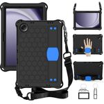 Per Samsung Galaxy Tab A9+ 11 X216B Custodia per tablet PC ibrida EVA a nido d'ape con cinturino (nero + blu)