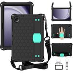 Per Samsung Galaxy Tab A9+ 11 X216B Custodia per tablet PC ibrida EVA a nido d'ape con cinturino (nero + acqua)