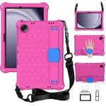 Per Samsung Galaxy Tab A9+ 11 X216B Custodia per tablet PC ibrida EVA a nido d'ape con cinturino (rosa rosso + blu)