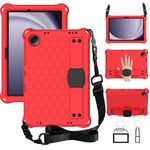 Per Samsung Galaxy Tab A9+ 11 X216B Custodia per tablet PC ibrida EVA a nido d'ape con cinturino (rosso + nero)