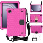 Per Samsung Galaxy Tab A9+ 11 X216B Custodia per tablet PC ibrida EVA a nido d'ape con cinturino (rosa rosso + nero)