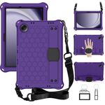 Per Samsung Galaxy Tab A9+ 11 X216B Custodia per tablet PC ibrida EVA a nido d'ape con cinturino (viola + nero)
