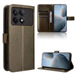 Custodia per telefono in pelle con texture diamante Xiaomi Redmi K70E / Poco X6 Pro (marrone)