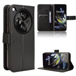 Per OPPO Find N3 / OnePlus Custodia per telefono in pelle con texture a diamante aperta (nera)