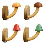Gancio appendiabiti per decorazioni domestiche a forma di fungo in legno, senza punzonatura, colore: 4 pezzi / scatola